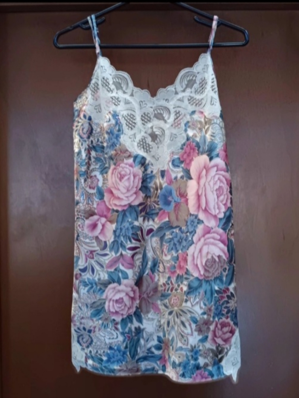Victoria's Secret Lace Chemise - Pink and Blue Floral Nightwear Lingerie | NWOT